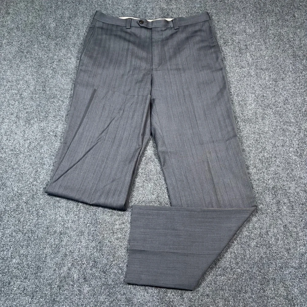 LRL Ralph Lauren Wool Dress Pants Mens 34x34 Herringbone Grey Preppy Office
